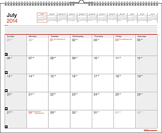 Office Depot Brand Horizontal Monthly Wall Calendar 15 x 12 30percent