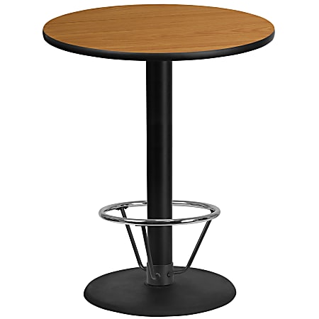 Flash Furniture Round Laminate Table Top With Round Bar Height Table Base And Foot Ring, 43-3/16”H x 36”W x 36”D, Natural