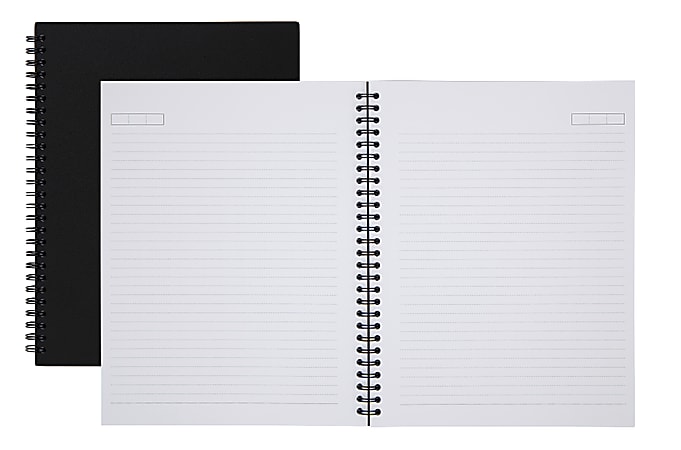 Office Depot® Brand Wirebound Business Notebook, Hard Back Cover, 7-1/4" x 9-1/2", Narrow Ruled, 80 Sheets, Black