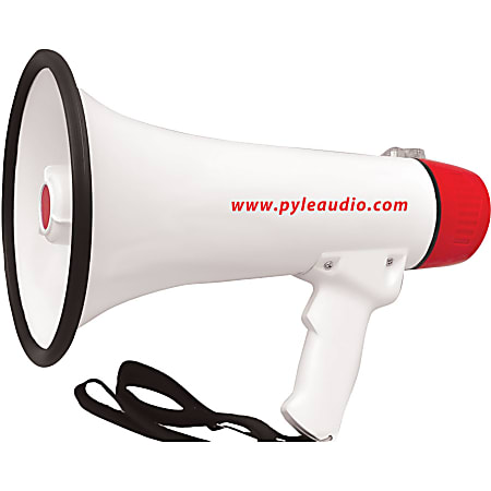 PyleHome 40W Professional Megaphone/Bullhorn, 9-1/2”H x 8-1/4”W x 13-1/4”D, White/Red