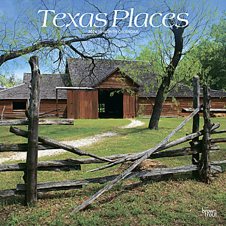 2024 BrownTrout Monthly Square Wall Calendar, 12" x 12", Texas Places, January to December