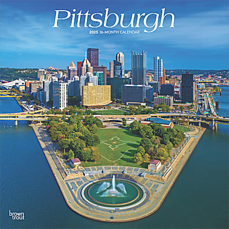 2025 BrownTrout Pittsburgh Monthly Plastic-Free Square Wall Calendar, 12" x 12", American Cities, January to December 2025, 9781975475543