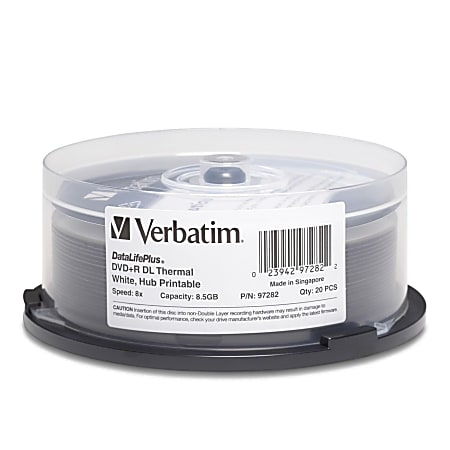 Verbatim 97282 DVD Recordable Media - DVD+R DL - 8x - 8.50 GB - 20 Pack Spindle Box