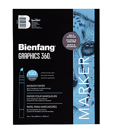 Bienfang Marker Pad, 9" x 12", White, Pad Of 100 Sheets