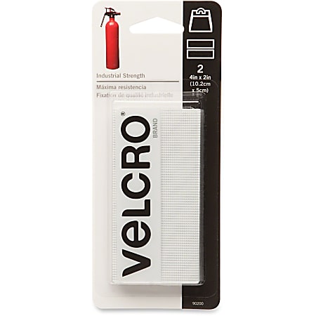 VELCRO® Brand VELCRO Brand Heavy-duty Hook Fasteners - 2" Width x 4" Length - Self-adhesive - 2 / Pack - White