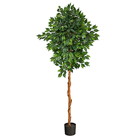 Nearly Natural Ficus 72”H Artificial Plant With Planter, 72”H x 27”W x 16”D, Green/Black
