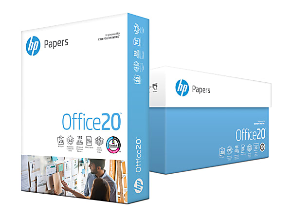 Office20 Paper, 92 Bright, 20 lb Bond Weight, 8.5 x 11, White, 500 Sheets/Ream, 5 Reams/Carton