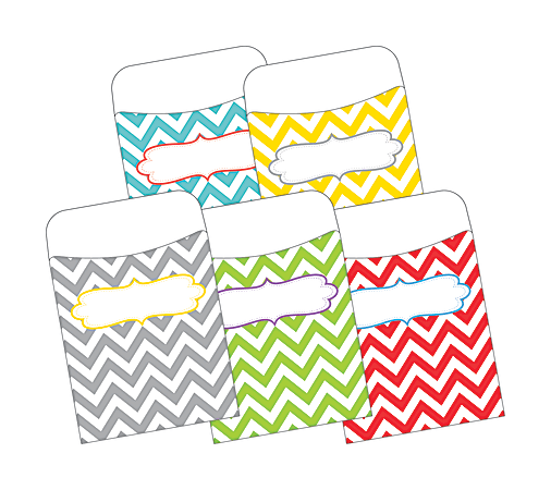 Barker Creek Peel & Stick Library Pockets, 3 1/2" x 5 1/8", Chevron Beautiful, Pack Of 30