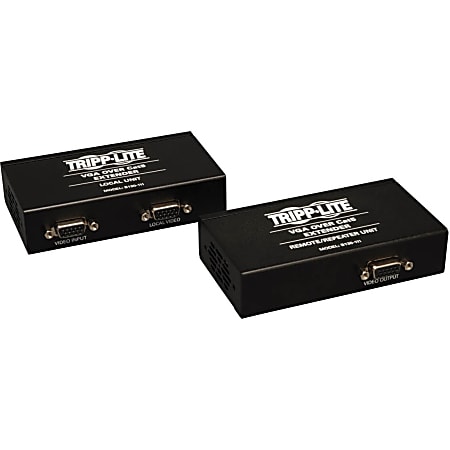Tripp Lite VGA over Cat5/Cat6 Video Extender Receiver Repeater 1920x1440 1000' TAA - 1 Input Device - 2 Output Device - 2000 ft Range - 3 x Network (RJ-45) - 1 x VGA In - 2 x VGA Out - XGA - 1024 x 768 - Twisted Pair - Category 6 - TAA Compliant