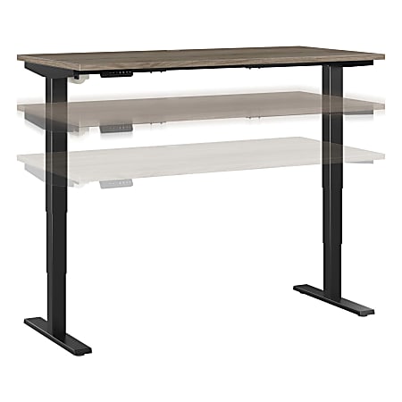Bush® Business Furniture Move 40 Series Electric 60"W x 30"D Electric Height-Adjustable Standing Desk, Modern Hickory/Black, Standard Delivery