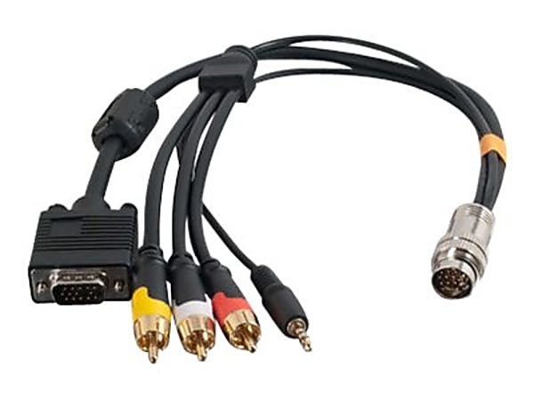 C2G 6ft RapidRun VGA (HD15) + 3.5mm + Composite Video + Stereo Audio Flying Lead - 6 ft Mini-phone/Proprietary/RCA/VGA A/V Cable - Black