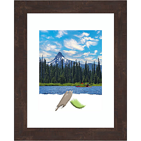 Amanti Art Rectangular Wood Picture Frame, 14” x 17" With Mat, Fresco Dark Walnut