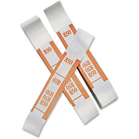 PM™ Company Currency Bands, $50.00, Orange, Pack Of