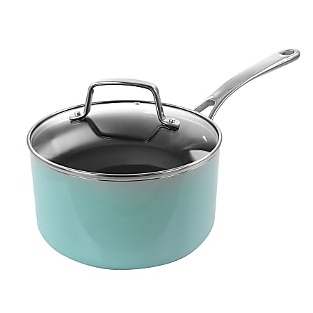 Martha Stewart Aluminum Saucepan, 3.5 Quart, Turquoise