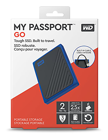 Western Digital My Passport Go External SSD 2TB BlackCobalt Office Depot