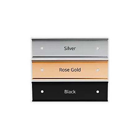 Slide-In Metal Wall Mount Office Sign Holder, Black, Gold or Silver, 2" x 8"