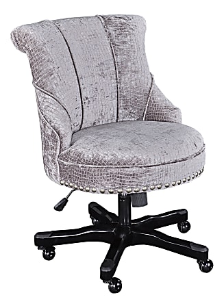 Linon Home Décor Corin Fabric Mid-Back Chair, Gray Croc/Black