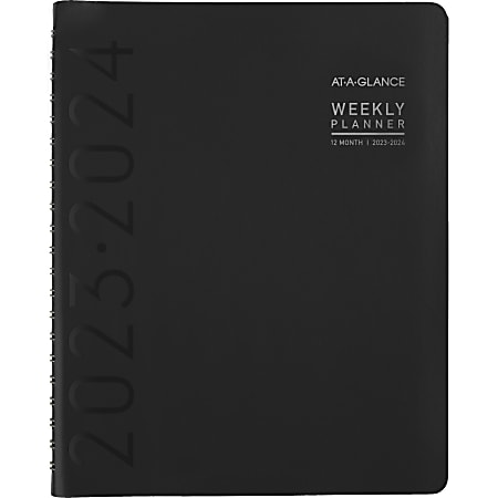 2023-2024 AT-A-GLANCE® Contemporary Academic Weekly/Monthly Planner, 8-1/4" x 11", Black, July 2023 To June 2024, 70957X05