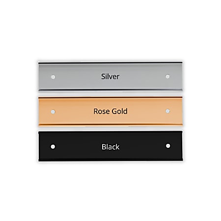 Slide-In Metal Wall Mount Office Sign Holder, Black, Rose Gold Or Silver, 2" x 10"