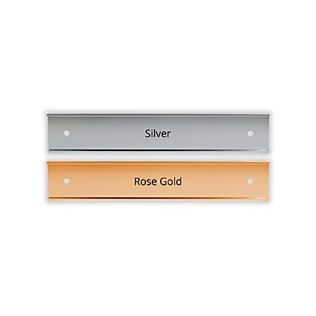 Slide-In Metal Wall Mount Office Sign Holder, Gold Or Silver, 2" x 12"