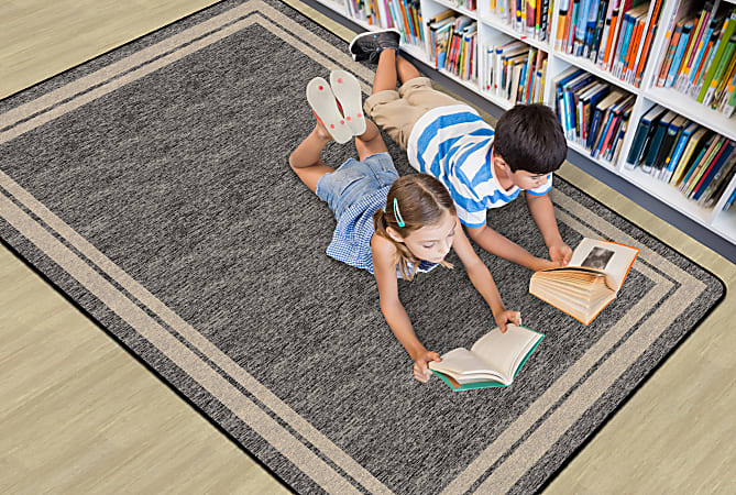 アメリカのラグ Flagship Carpets Double Border Rectangular Rug 72 x 100 Gray - ODP