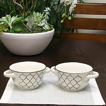 Crock-Pot 27oz Artisan Stoneware Soup Bowl W/ Handle, 2 Pack, Teal Gradient