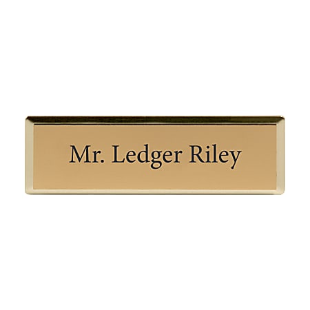 Custom Engraved Metal Rectangle Name BadgeTag 34 x 2 34 Gold - Office Depot