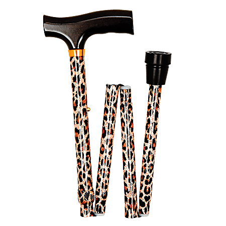 DMI® Fancy Adjustable Derby-Top Folding Cane, 37", Leopard