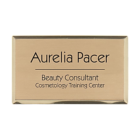 Custom Engraved Metal Rectangle Name Badge/Tag, 1-7/8" x 3-1/4", Gold