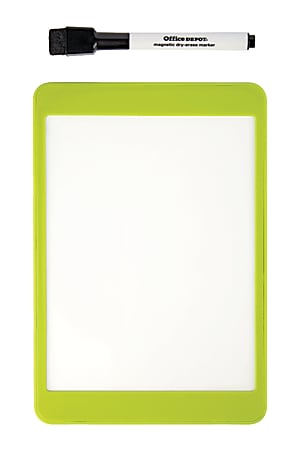 Office Depot® Brand Magnetic Dry-Erase Tablet With Marker, Plastic, 5 5/16" x 7 7/8", White, Yellow Plastic Frame
