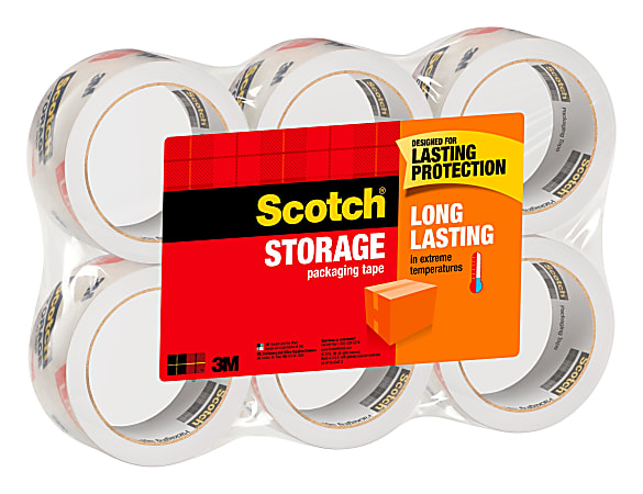 Scotch® Long Lasting Storage Packaging Tape, 1-7/8" x 54.6 Yd., Clear, Pack Of 6 Rolls