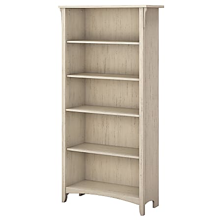 Bush Business Furniture Salinas 63"H 5-Shelf Bookcase, Antique White, Standard Delivery