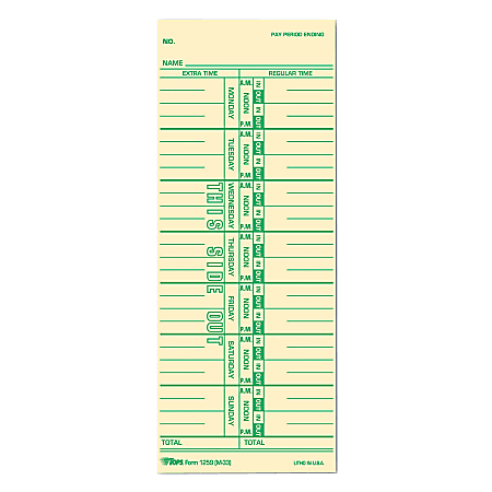 TOPS® Time Cards (Replaces Original Card M33), Named