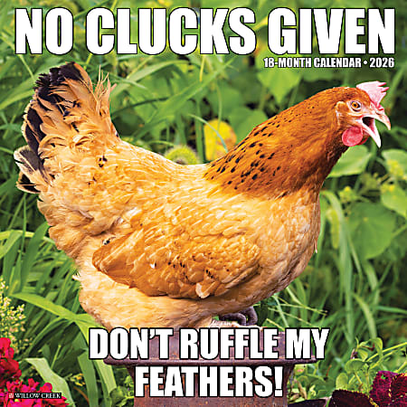 2026 Willow Creek Press Animals Monthly Wall Calendar, 12" x 12", No Clucks Given, January To December, 52181