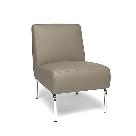 OFM Triumph Series Armless Lounge Chair, Taupe/Chrome