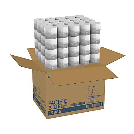 Pacific Blue Basic® by GP PRO, 2 Ply, Standard Roll Embossed Toilet Paper, 4x3.8, 100% Recycled, White, 550 Sheets, 80 Rolls per Case