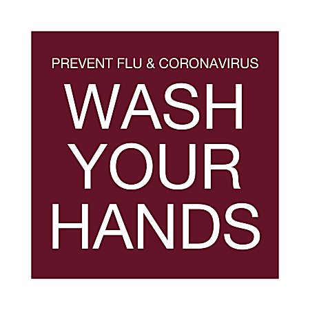 Custom Hand Washing and Virus Prevention Plastic Engraved Wall Sign, 4" x 4"