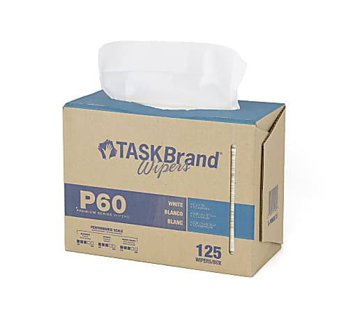 Hospeco TaskBrand P60 Premium Series Wiper, 9”H x 16-1/2”D, 1,250 Sheets Per Pack, Set Of 10 Packs