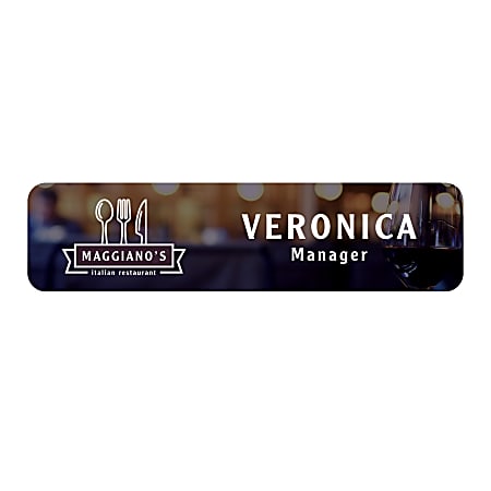 Custom Printed Full Color Plastic Name Badge/Tag, Round Or Square Corners,  3/4" x 3" Rectangle