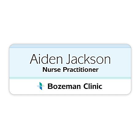 Custom Printed Full Color Rectangle Name Badge/Tag, Round Or Square Corners,  1-1/4" x 3"