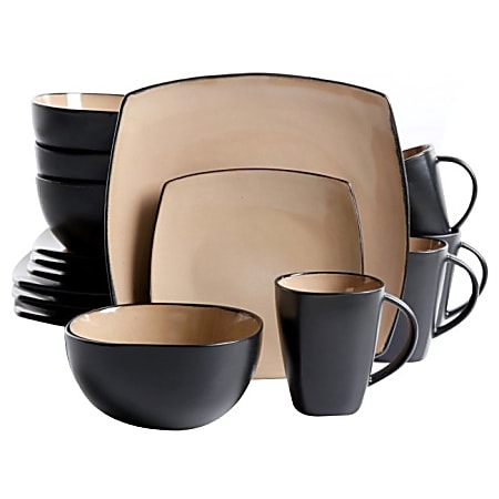 Gibson Elite Soho Lounge 16 Piece Dinnerware Set Taupe Office Depot