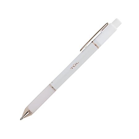 TUL® GL Series Retractable Gel Pens, Mixed Metals, Medium Point, 0.7 mm, Pearl White Barrel, Blue Ink