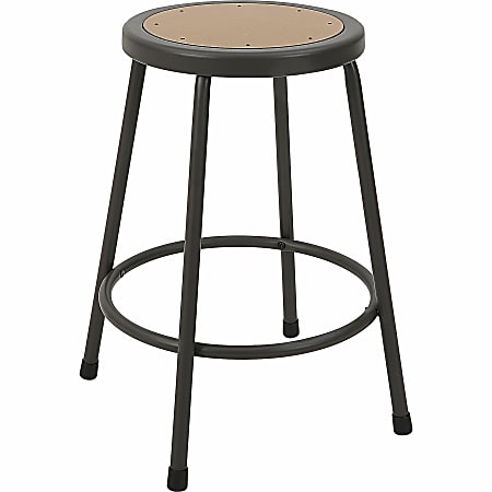 Lorell Metal Shop Stool, 24" Wood Medium Density Fiber (MDF) Seat Material, Light Gray