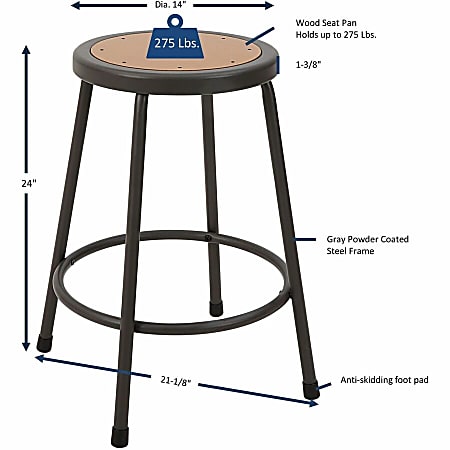 Lorell Metal Shop Stool - Wood, Medium Density Fiber (MDF) Seat - Light Gray - Metal - 1 Each Lorell Metal Shop Stool - Wood, Medium Density Fiber (MDF) Seat - Light Gray - Metal - 1 Each