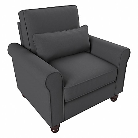 Bush® Furniture Hudson Accent Chair With Arms, Charcoal Gray Herringbone Fabric, Standard Delivery