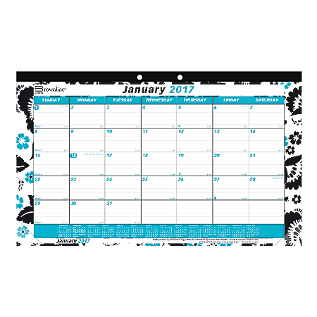 Brownline® Monthly Desk Pad Calendar, 17 3/4" x 10 7/8", 50% Recycled, Multicolor, January to December 2017