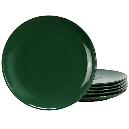 Simply Essential Display 6-Piece Stoneware Dinner Plate Set, 10-1/2”, Hunter Green
