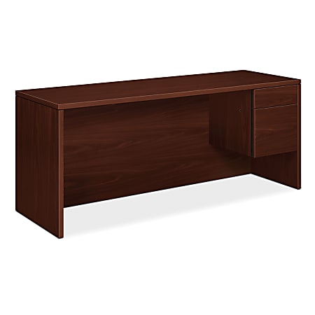 HON® 10500 72"W Single-Pedestal Computer Desk Credenza With Pedestal On Right, Mahogany