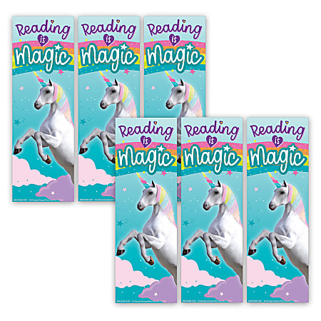 Eureka Bookmarks, 2" x 6", Unicorn Reading is Magic, 36 Per Pack, Set Of 6 Packs