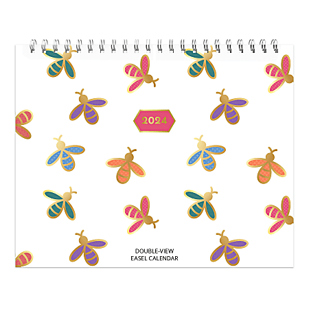 2024 BrownTrout Monthly Double View Easel Calendar, 7-3/8&quot;